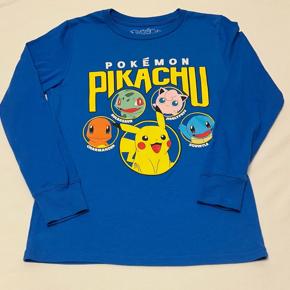 Pokemon Blue Long Sleeve Tee with Pikachu and Friends